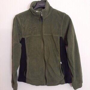 Columbia fleece jacket boys youth 18 20 large L xl khaki green black warm cozy
